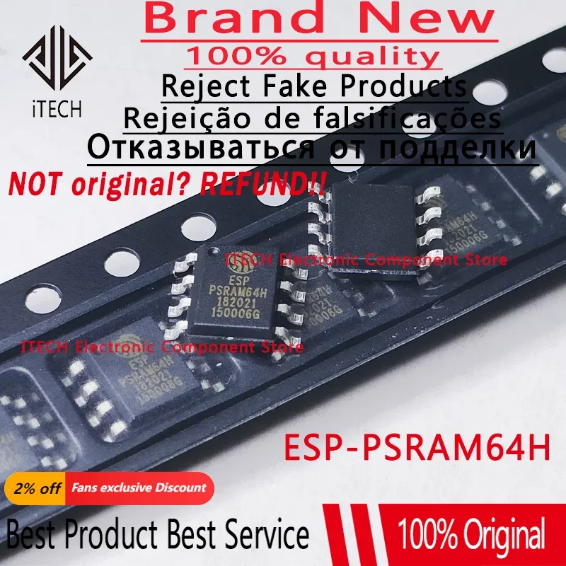 10pcs/lot Original ESP-PSRAM64H SOP8 DC-DC Pseudo-static Randomized Memory 100% New and Genuine