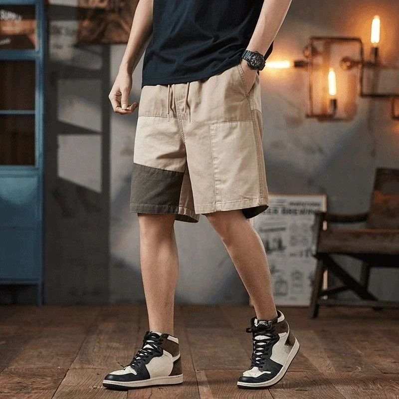 With Draw String Pockets Elastic Waist Baggy Half Long Loose Bermuda Male Short Pants Men's Cargo Shorts Wide Jorts Distressed
