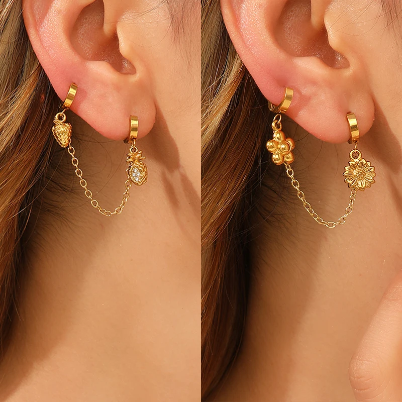 New Multi-element Tassel Earrings For Women Flower Shell Stainless Steel Earrings Ocean Series Summer Beach Holiday Jewelry Gift