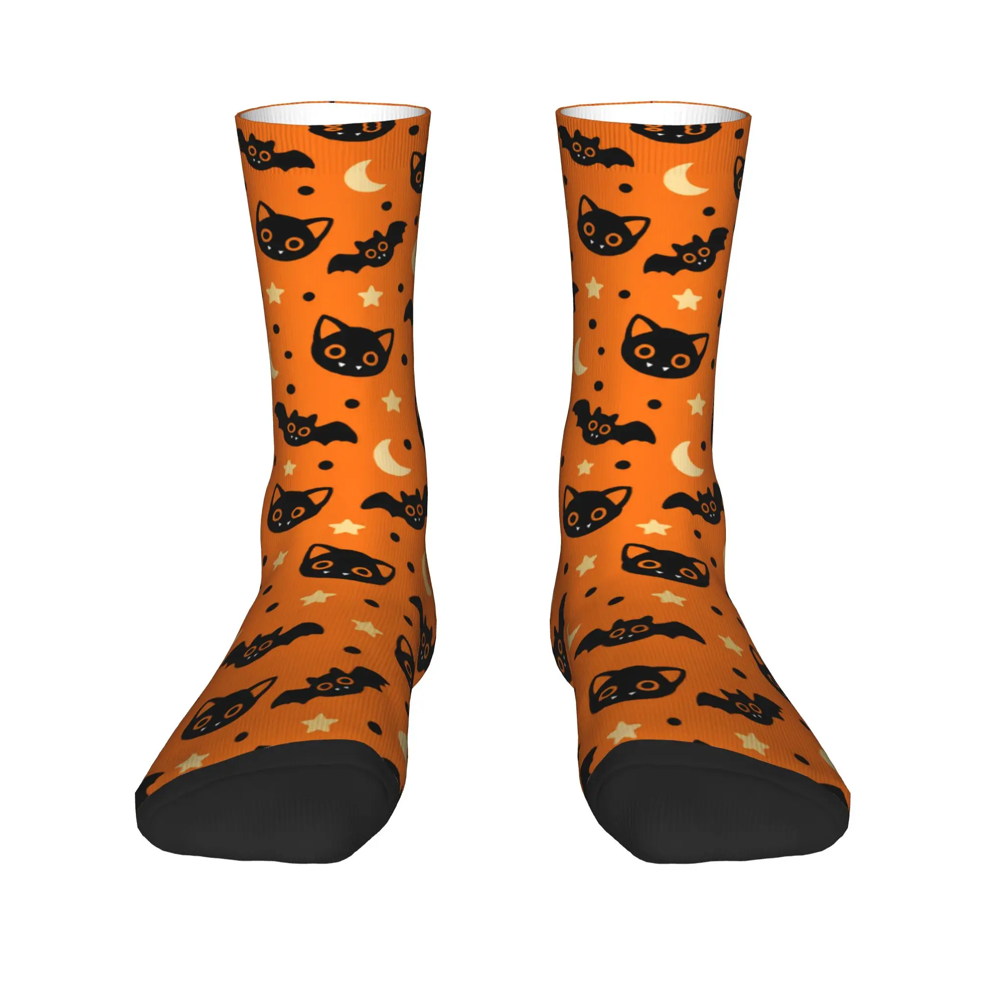 Men Socks Halloween Bat Moon Seamless  Stockings Anti Skid Soft Breathable Socks Autumn Casual Printed Running Sports Socks