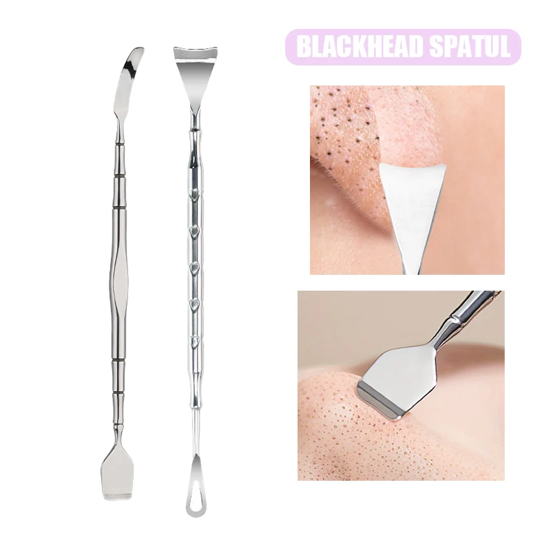Double Head Stainless Steel Blackhead Remover Tool For Deep Pore Cleansing And Facial Exfoliation Skin Care Kit