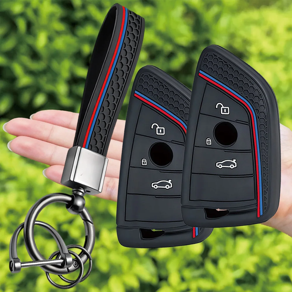 Silicone Remote Car Keychain Holder Key Case Cover for BMW F48 F46 F10 F20 F30 X1 X2 X3 X4 X5 X6 Z4 1 2 3 4 5 6 7 Serie 7 Wallet view 2
