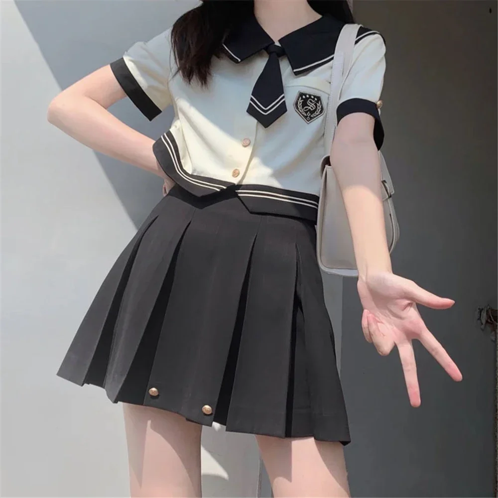 

Girls Art High School JK Uniform Skirt Suit Women Spring Autumn Short / Long Sleeve Original Sailor Suit College Style Stundent