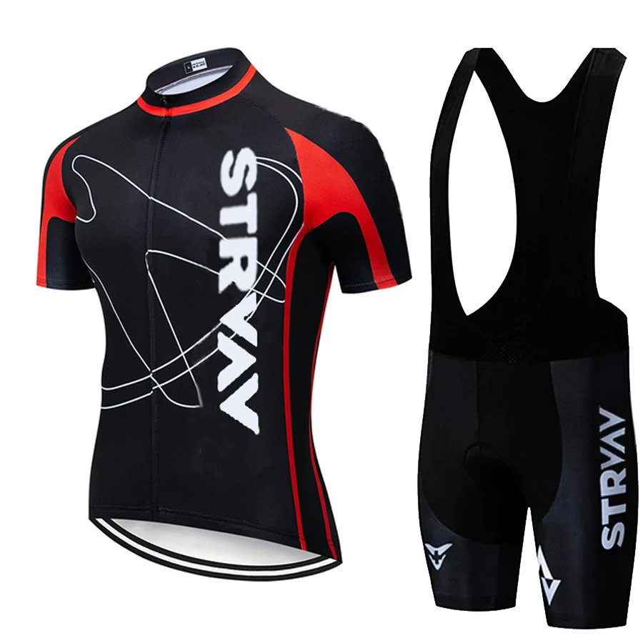 

STRVAV-Cycling Jersey and Bib Set for Men, MTB Uniform, Bike Clothing, Quick Dry, Bicycle Wear, Short Maillot Culotte, 2021 New