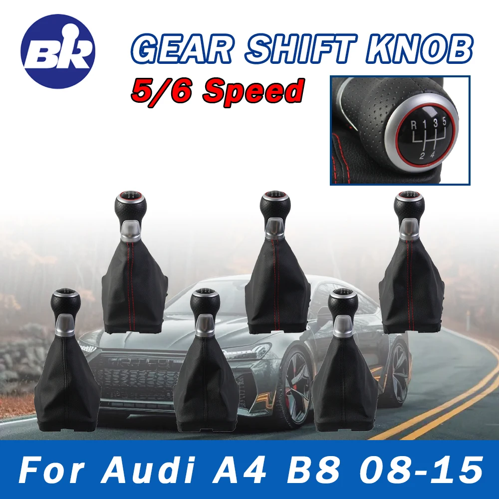 New Product Shift Knob With Dust Cover Manual 5 6 Speed For Audi A4 S4 B8 8K A5 8T Q5 8R S Line 2007-2015 Car Accessories