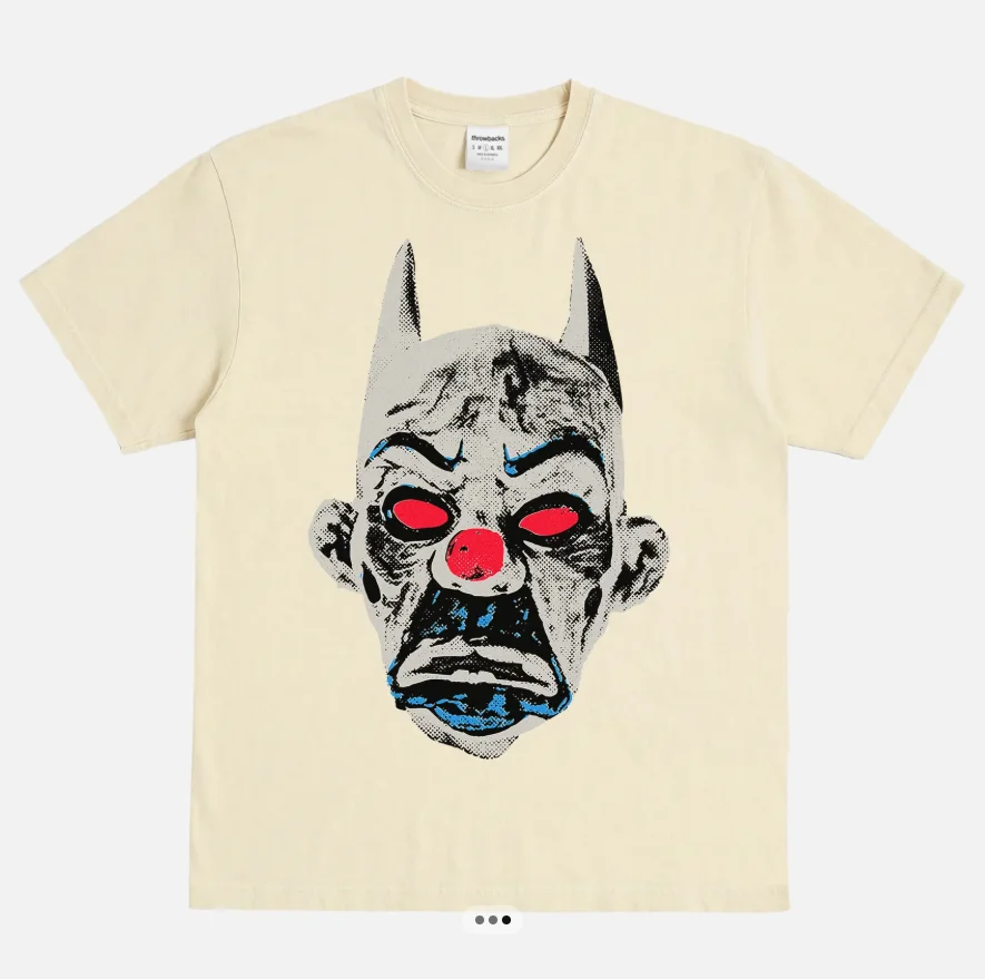 Clown Style T-shirt, American Hip-hop Street T-shirt, High-quality Round Neck Printed Cotton T-shirt