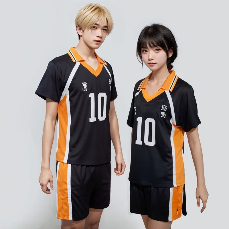 

Karasuno High School Cosplay Anime Costume Hinata Shyuyou Nekoma Volleyball Sports Top+shorts Carnival Competition Team Uniform
