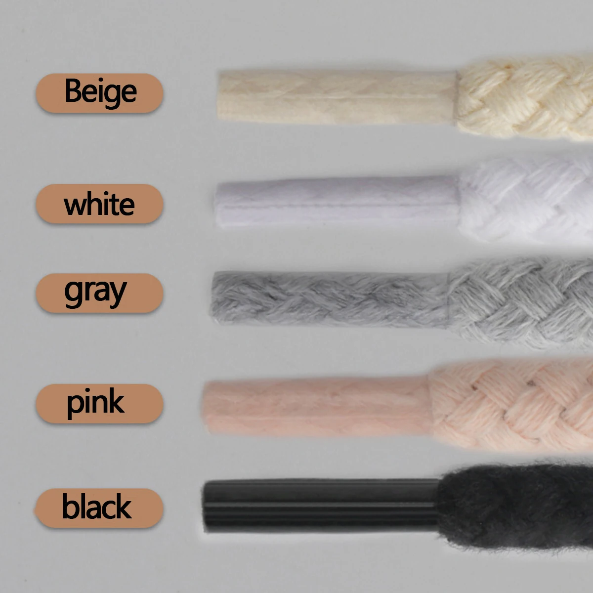 7mm/5mm Runde Baumwoll-Hanf-Schnürsenkel & Geeignet für Herren- und Damenschuhe, AJ und Sportschuhe, Runde Gewebte Schnürsenkel – Detail 10