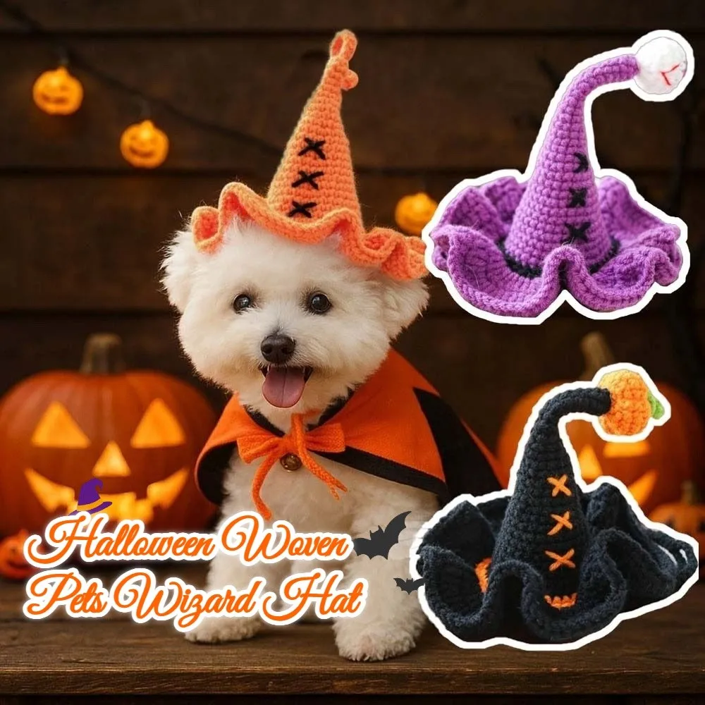 

Durable Breathable Halloween Dog Hat Pumpkin Ghost Woven Pets Wizard Hat Cartoon Mini Halloween Cat Headgear Cosplay