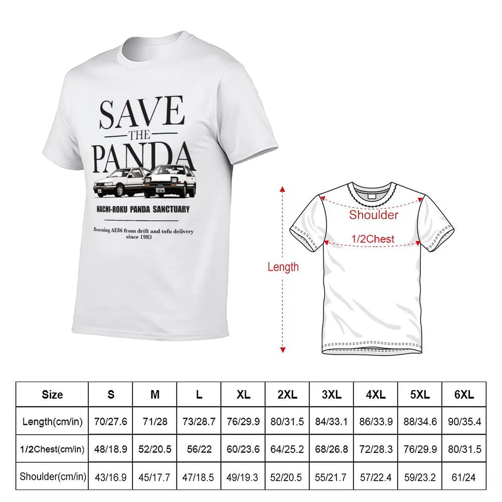 تي شيرت Save the Panda AE86 تي شيرت رجالي قطن تي شيرت رجالي