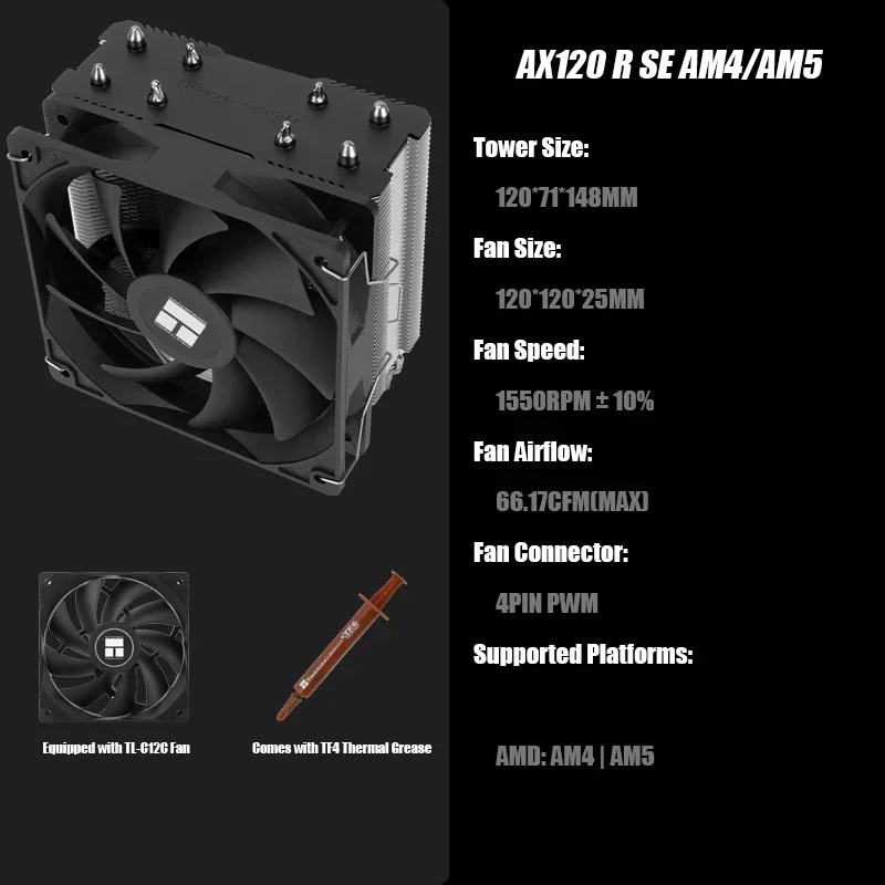 Thermalright Assassin X 120 REFINED SE AM4/AM5 CPU Air Coole Four-heatpipe single-towe AMD Single-Platform Edition