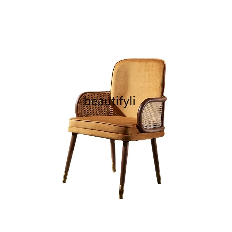 

Nordic Dining Chair Light Luxury Bed & Breakfast Rattan Leisure Armchair Dining Table and Chair Coffee Chair Hotel Stool