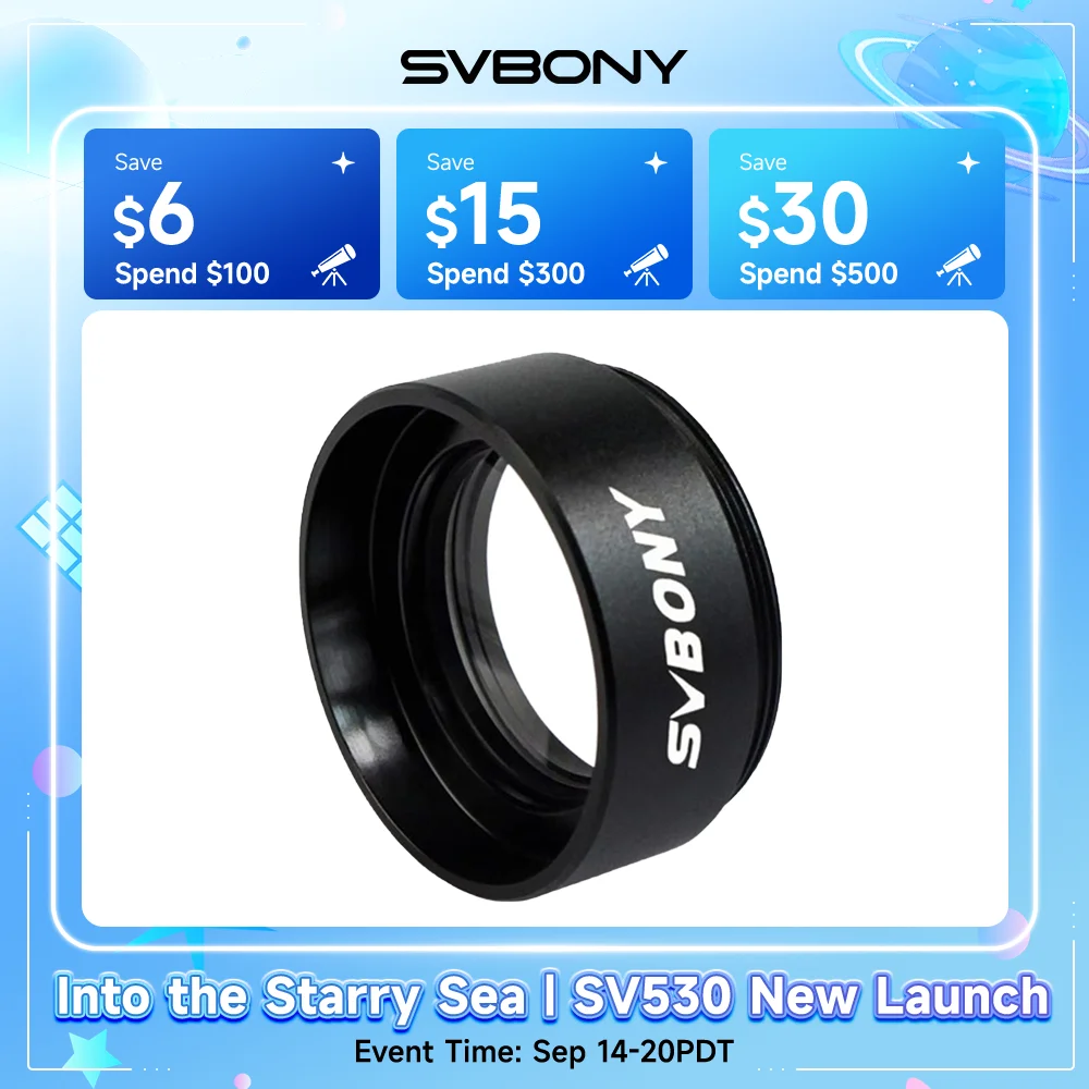 Svbony 0.5X Telescope Focal Reducer 1.25 Inches Filter Thread 28.5x0.75mm on Both Sides Reduces Telescope for Moon Photographic
