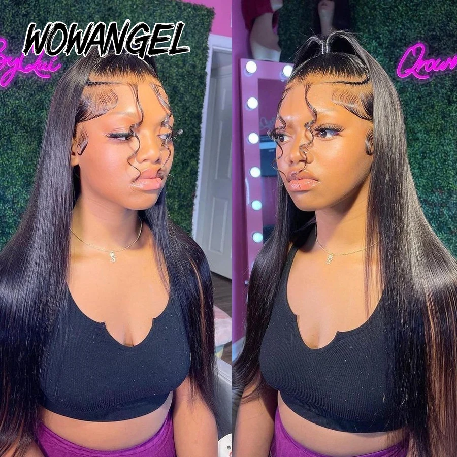 Wow Angel 26in parrucca piena del merletto pelli di fusione parrucca dei capelli umani parrucca del merletto HD Skinlike cuoio capelluto naturale 150% parrucche diritte dei capelli di Remy per la donna
