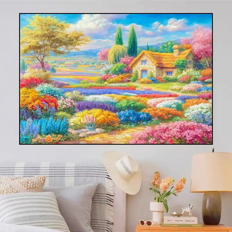 

14CT 9CT Printed Kit Cross Stitch Embroidery DIY Needlework Set Crafts With Needles Threads field