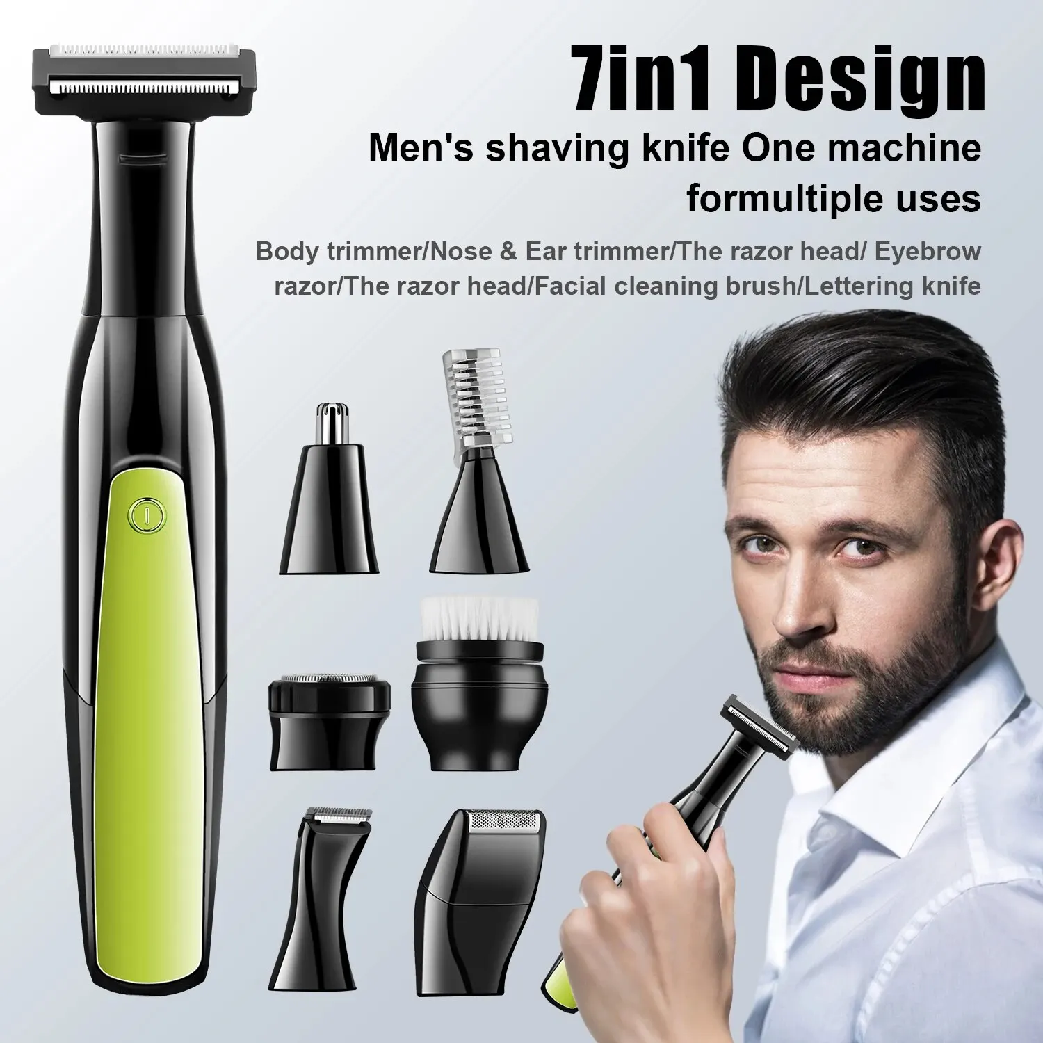 

HIENA Hyn-210 Replaceable Safety Razor Classic Hair Remover for Men and Women 7-head Facial Beard Shaver Hair Trimmer