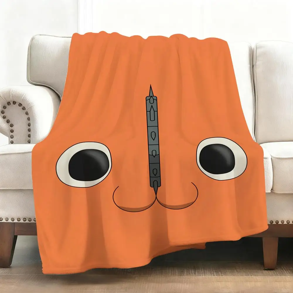 Anime P-Pochita Niedliche Überwurf-weiche Flanelldecke, warmes Knie, hautfreundlicher Überwurf für Sofa, Büro, Bett, Reisen, Winter, Übergröße