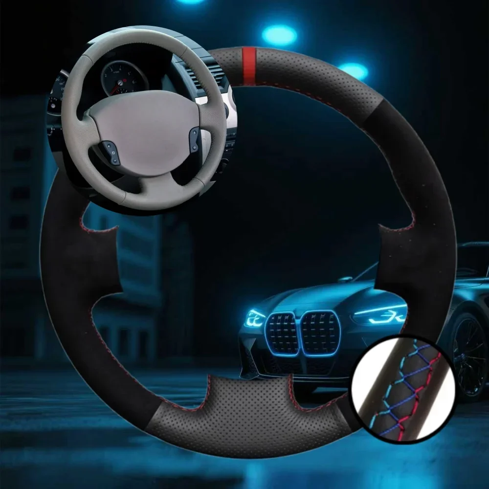 

Customized Car Steering Wheel Cover For Renault Megane 2 2003-2008 Scenic 2 2003-2010 Car Accessories Hand-sewn Steering Wrap