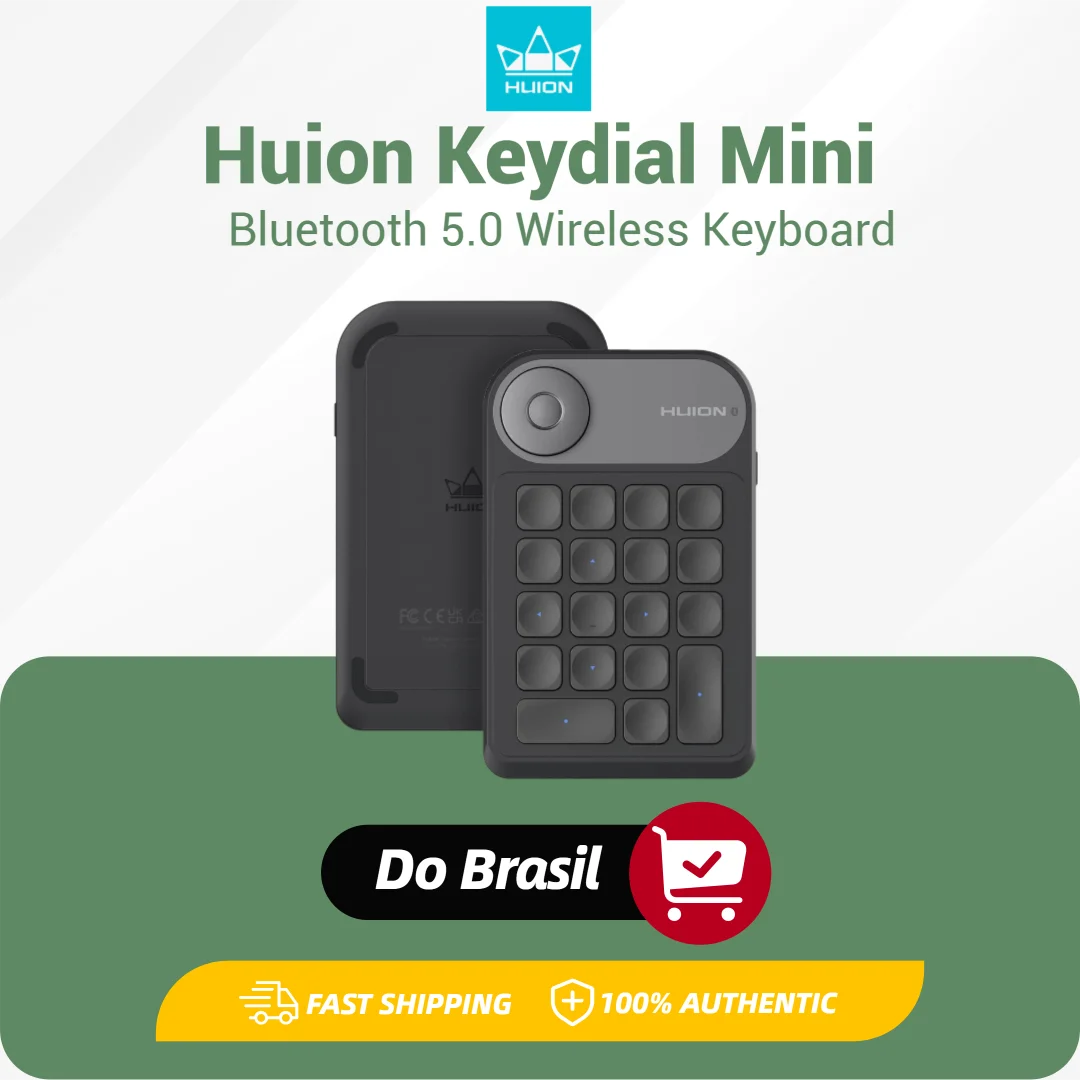 HUION Mini Teclado Sem Fio Bluetooth 5.0 Conexão Keydial para Tablets Gráficos MacOS Windows PC Lapto