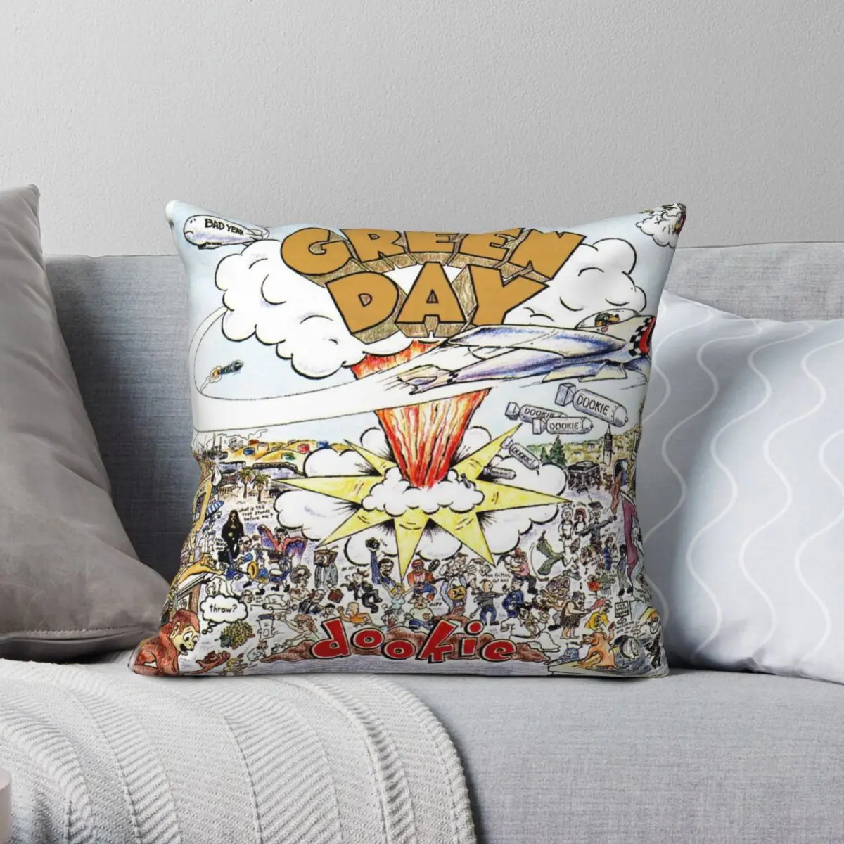 Green Day Dookie Square Pillowcase Polyester Linen Velvet Printed Zip Decor Throw Pillow Case Home Cushion Cover