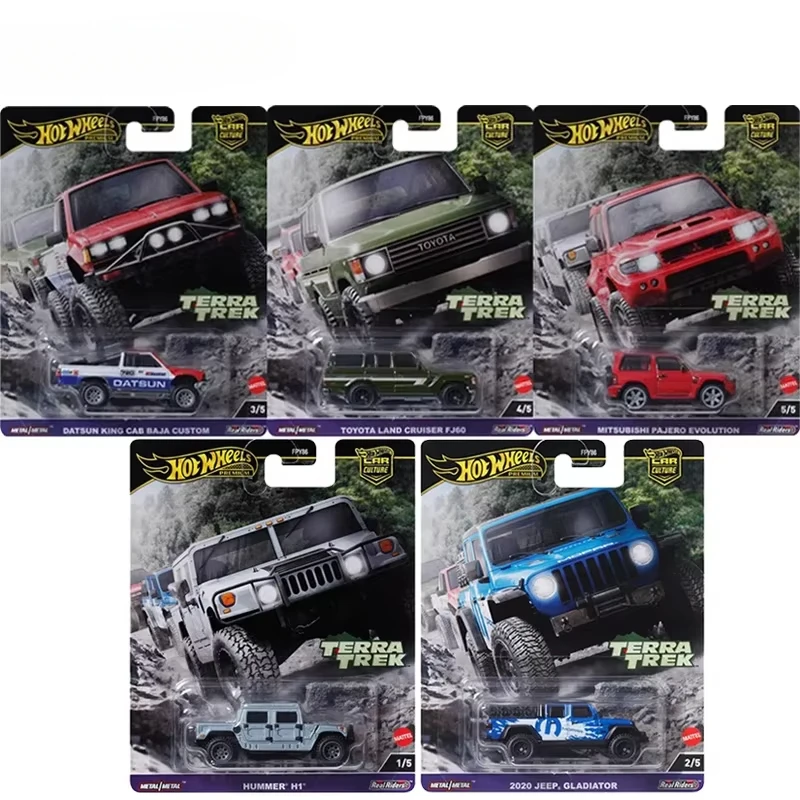Hot Wheels-coche de cultura genuina Terra Trek 1/64 Jeep Hummer Datsun Toyota Baja, juguetes personalizados Mitsubishi para niños, jinetes reales de Metal