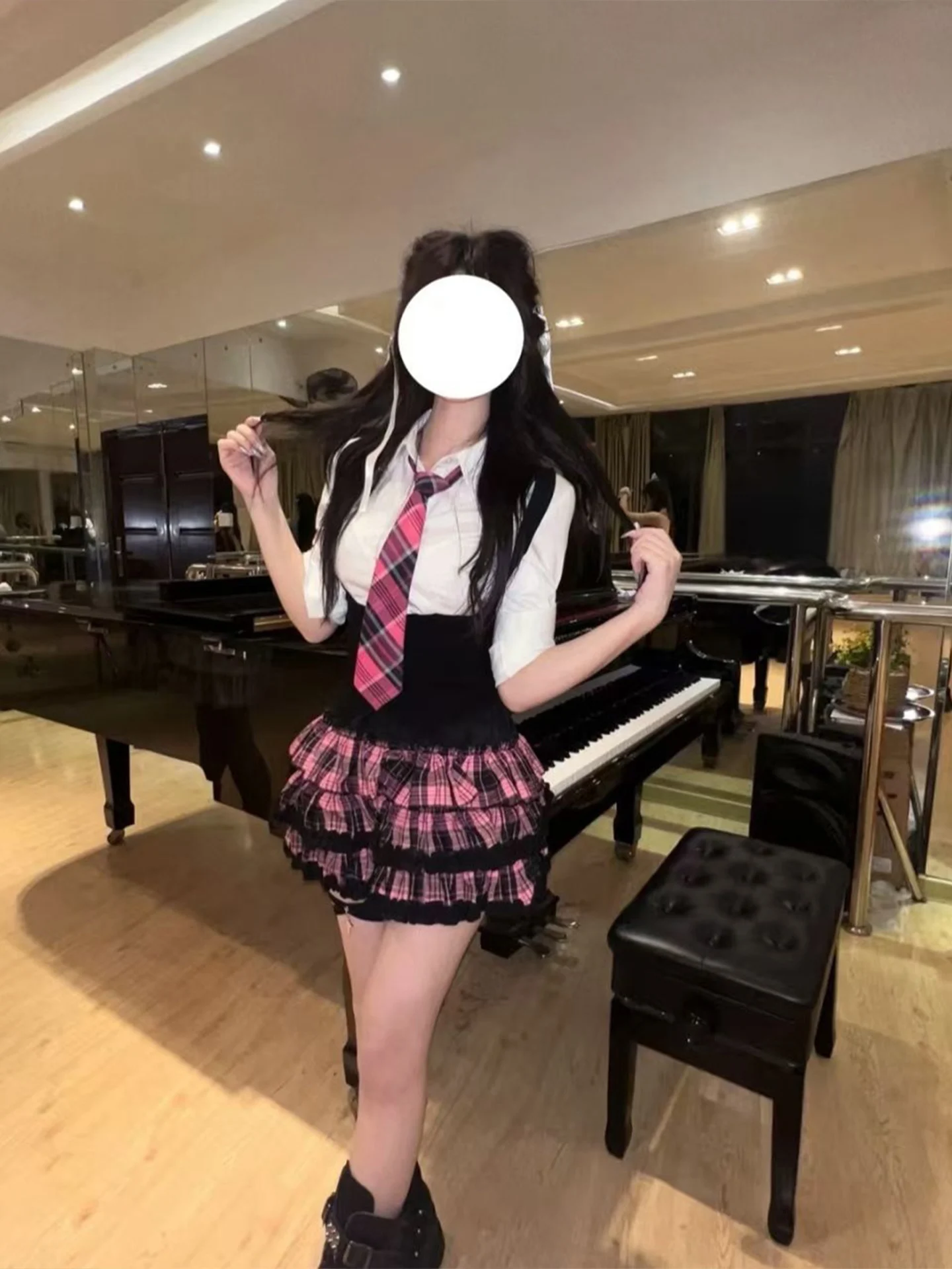 Ballet Girl Plaid Cake Short Skirt Women Summer Spicy School Style High Waist Versatile Puffy Skirt Pumpkin Half-length Skirt