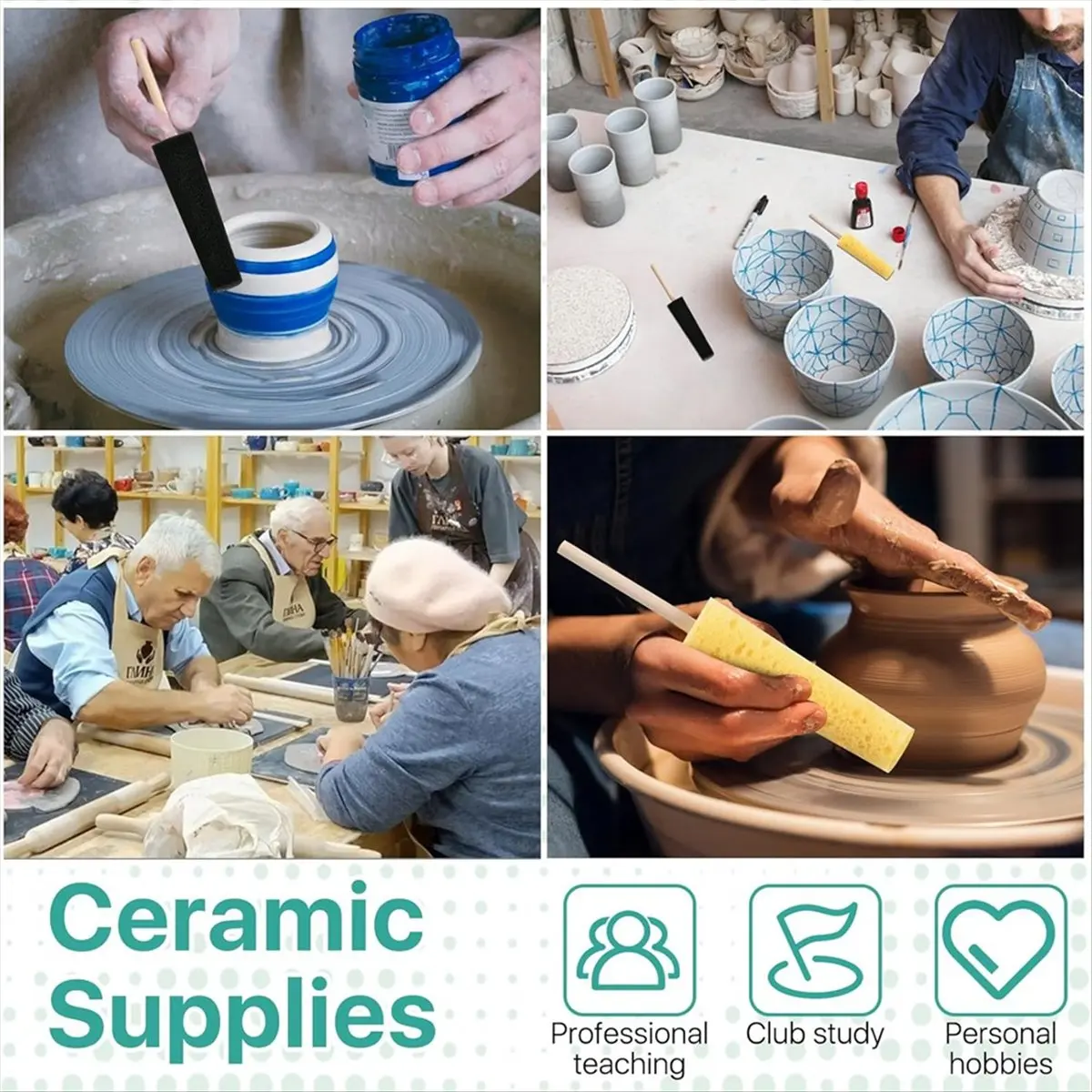 12 Pcs Pottery Sponge for Clay, Ceramic Throwing Stick Pottery Trimming Tools Texturing and Sculpting for Artist Shaping-A51M