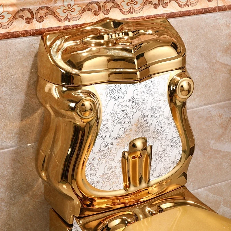 Bathroom Commode Ceramic One Piece Gold Toilet Royal extreme Luxury First-class Quality Electroplated Hotel Golden Wc