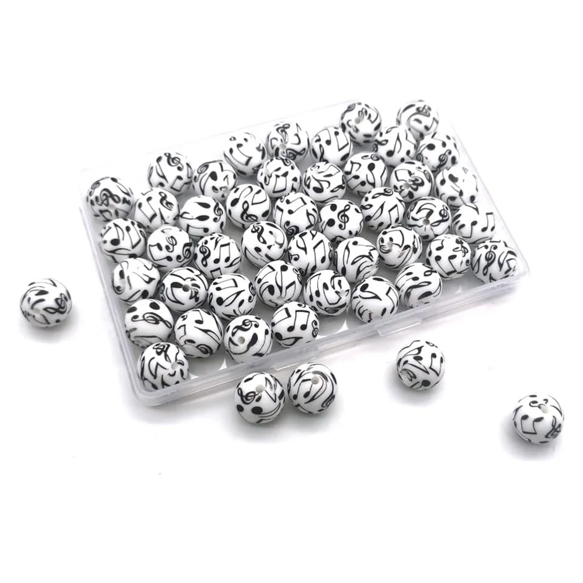 

AOAO-50 Pcs Silicone Beads 15mm Bulk for Key Chain Bulk for Pen Necklace Bracelet Lanyard Making C