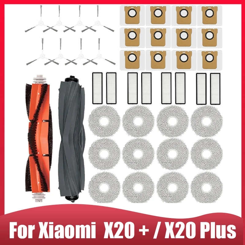 Für Xiaomi X20 + / X20 Plus Roboter Staubsauger Ersatzteile, Hauptseitenbürste Hepa-Filter Staubbeutel Mopp Tuch Ersatzteile