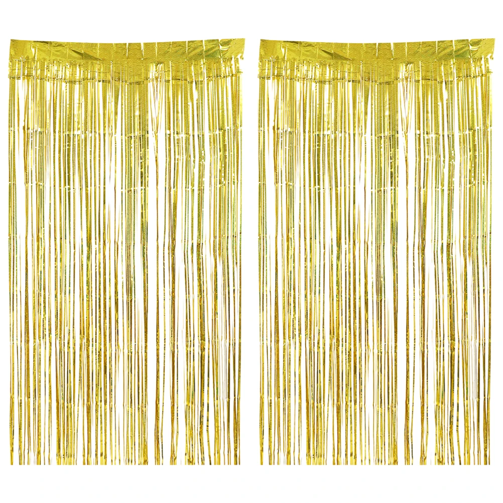 

2pcs Fringe Curtain Backdrop Foil Curtains For Party Birthday Baby Shower Decorations Door Wall Window Tinsel Streamer Durable