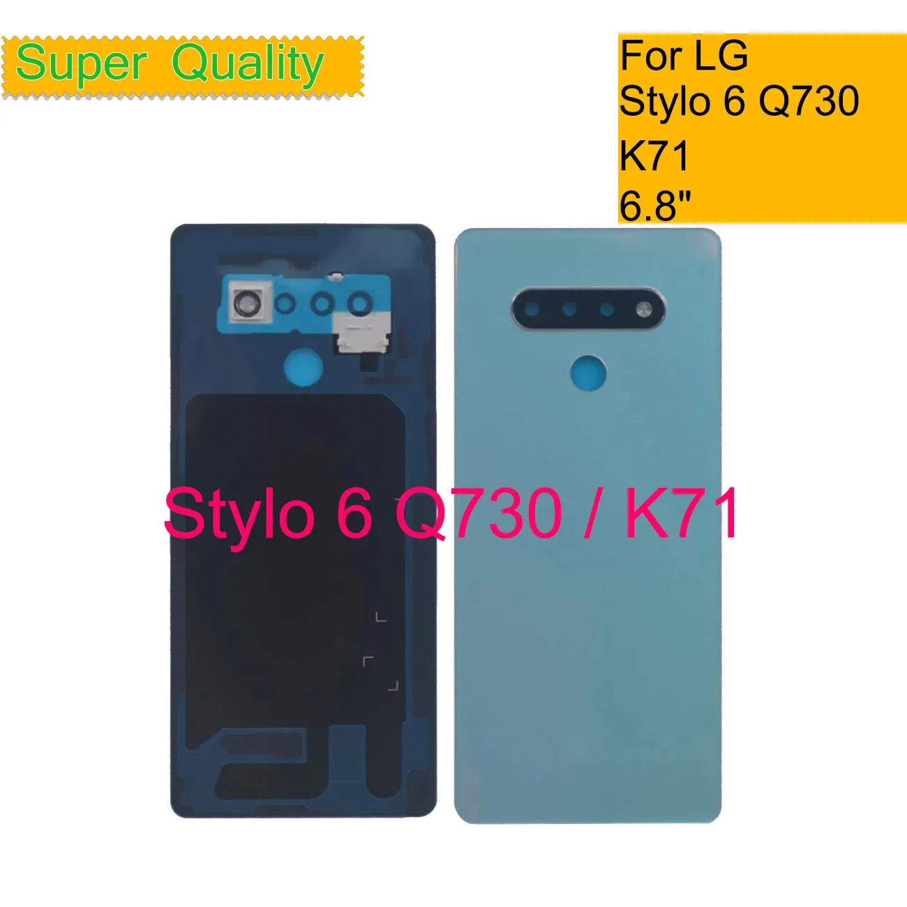 Replacement For LG Stylo 6 Q730 Housing Door Battery Cover Back Cover Rear Case Chassis Shell Style 6 K71 With Camera Lens