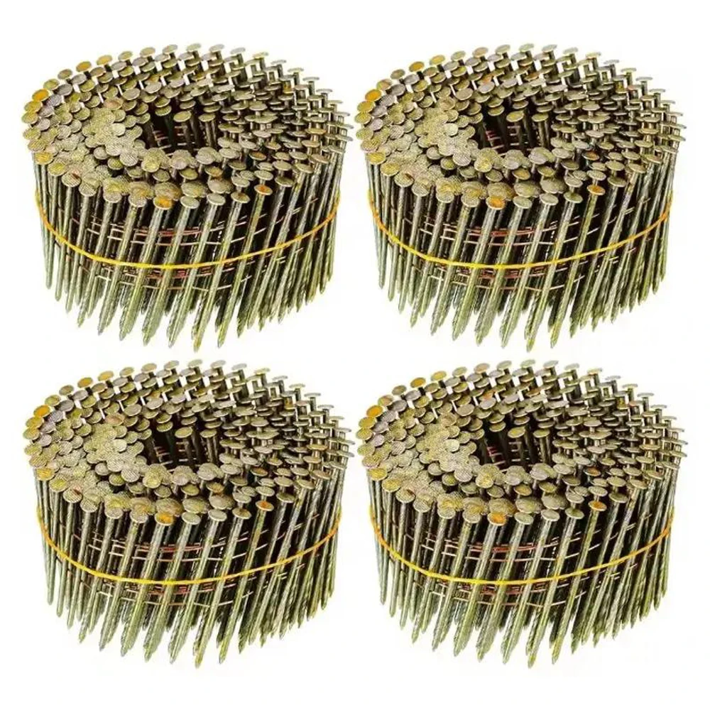 1200Pcs Threaded Coil Nails 2.3x50mm 2.3x57mm Wire Collated Nail Gun Nails for Pallet Crates Fences Woodworking