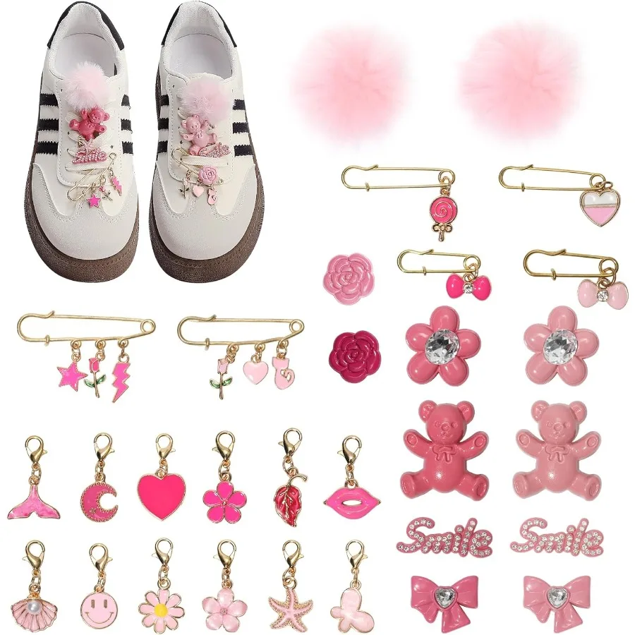 

38 шт. блестящие подвески для обуви для кроссовок для девочек, блестящие зажимы для обуви, шнурки, мусорные носки, комплект подвесок