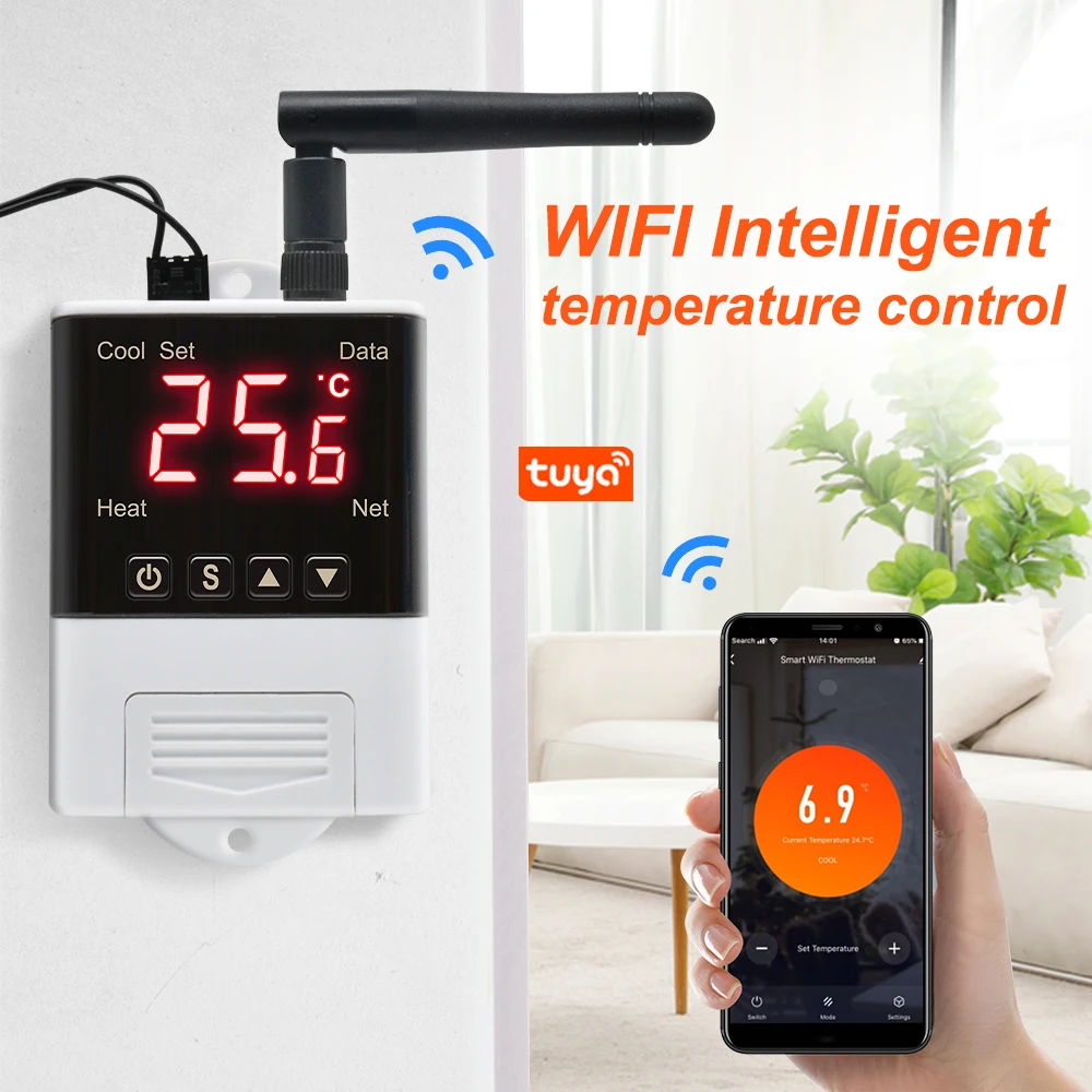 AC110V-220V Digital Microcomputer Temperature Regulator Thermostat Controller Refrigeration Heating Switch Dual Display