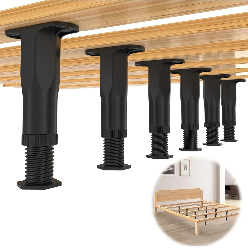 

Adjustable Height Bed Support Legs, 6 PCS (5.1-8.3 Inch)​ Plastic Center Support Legs for Queen King Bed Frame & Slats, Non-Scra