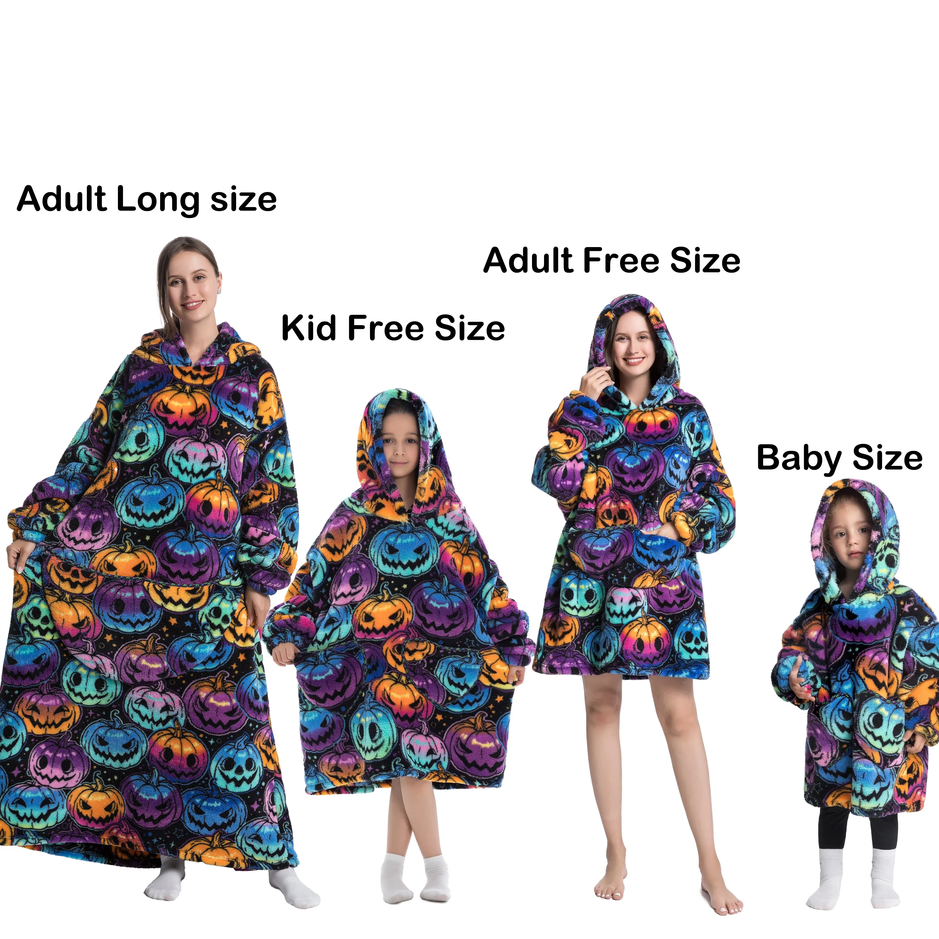 Winter Blanket Sweatshirts Warm Thick Wearable Blanket Hoodie Fleece Fluffy Cozy Hoodie for Babys Kids Adults Oversized for All