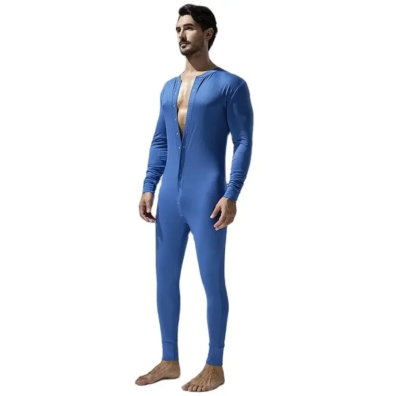 Pijama   Bodysuit Men Onesie Body  Jumpsuit One Piece Pajamas Sleepwear Solid  Interior  Comfortable