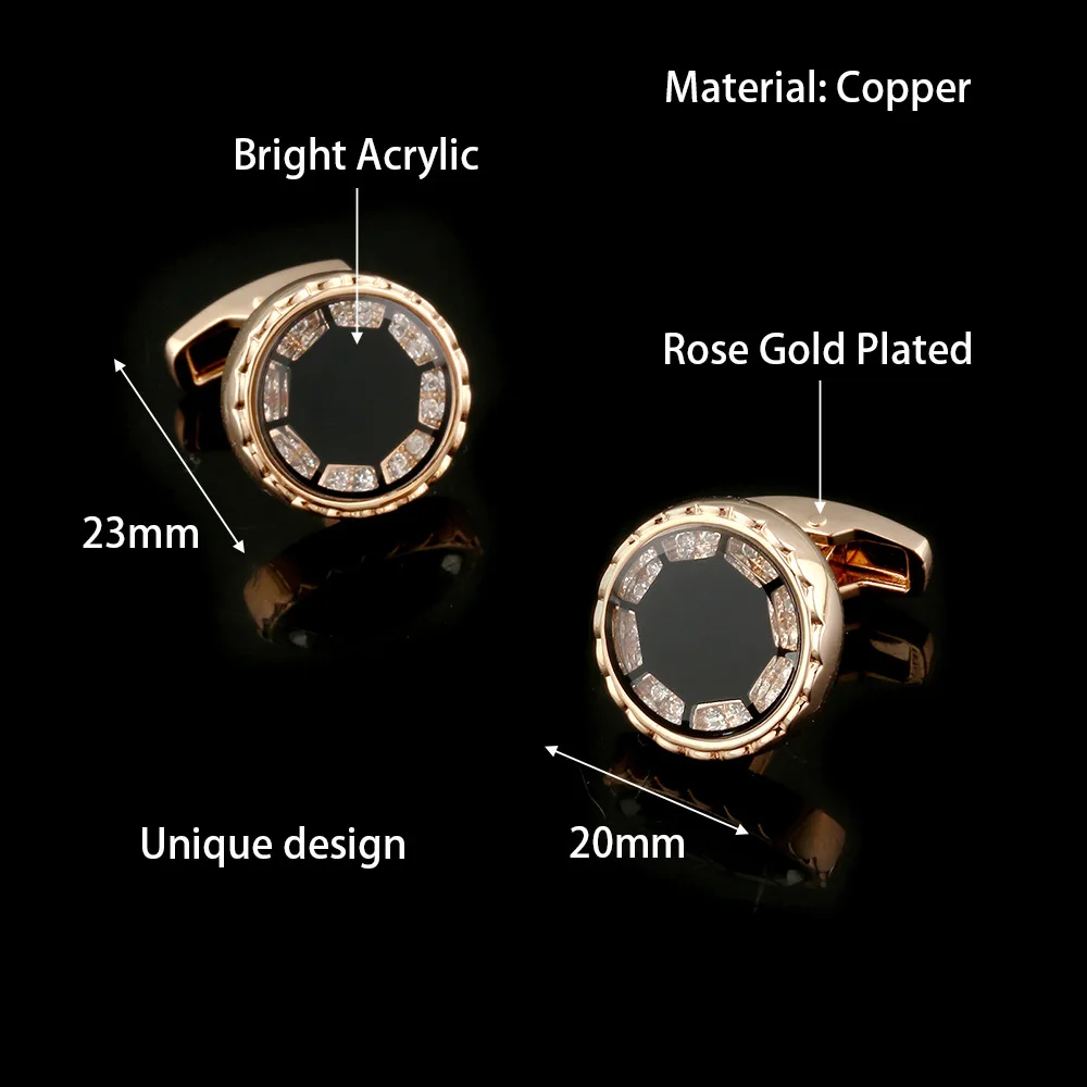 High Quality Round Rhinestones Mans French Style Buttons Wedding Groom Shirt Crystal Cufflinks Jewelry Gifts