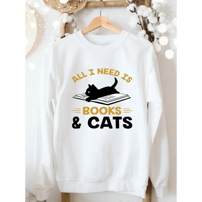 Women\'s Slim-fit Cat Hoodie Fashion Printed White Hoodie Winter Clothes Women  Sweatshirt  Streetwear Sweatshirts