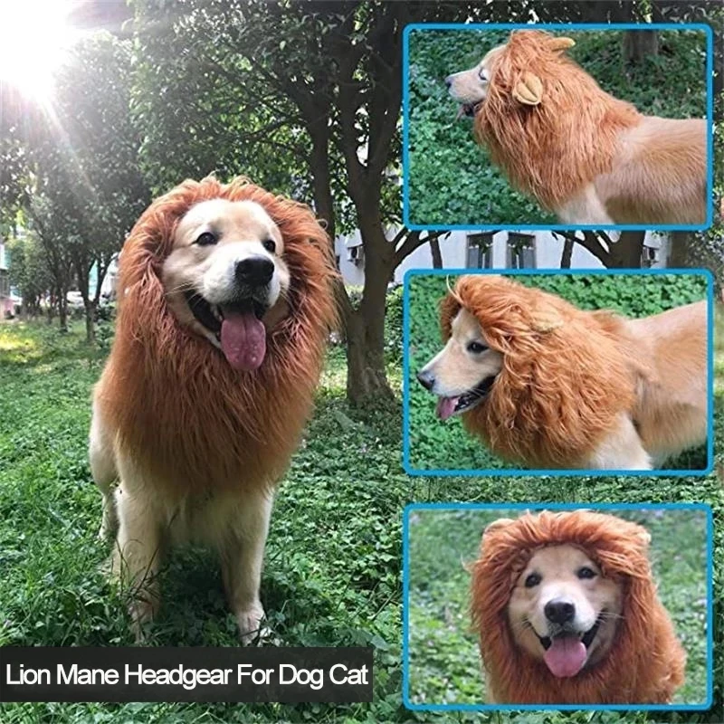 Funny Dog Lion Mane Dog Costumes Lion Wig with Tail Pets Party Supplies Type Dog Accessories Christmas Gift для собак PI