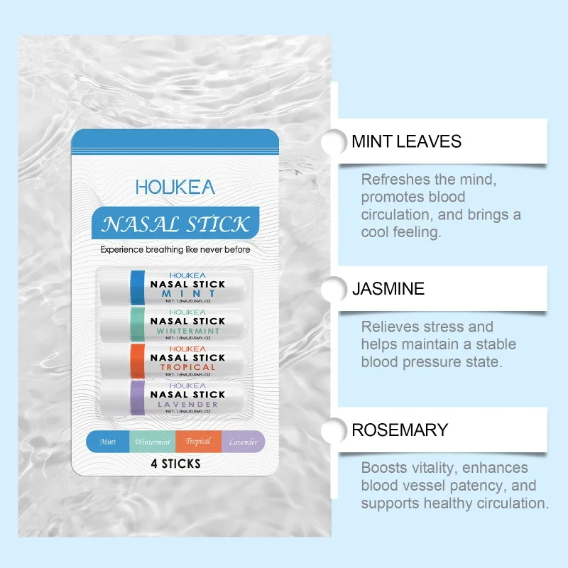 4-sticks neusstokjesset Wake Up Stick Brain Verfrissend hulpmiddel Neusbuizen Inhalator Kantoormedewerker Student Vermijd slaperigheid Apparaat