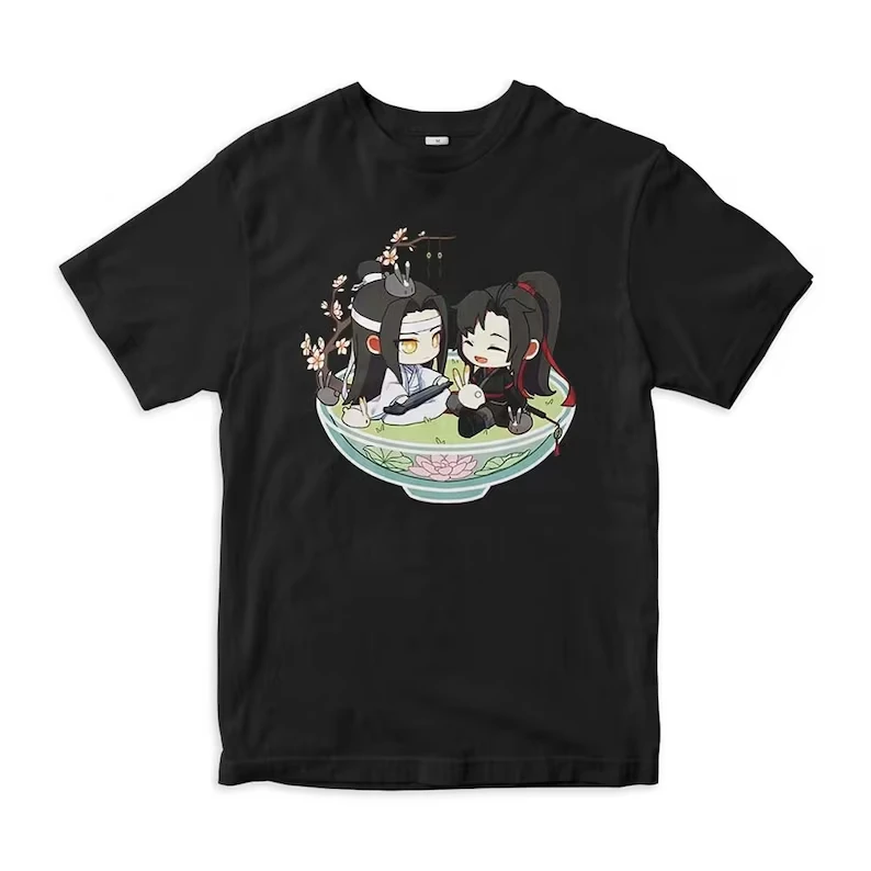 Grandmaster of Demonic Cultivation Wei Wuxian Lan Wangji Graphic T-shirt Vintage Washed Anime Merch Unisex Oversized Sleeve Tops