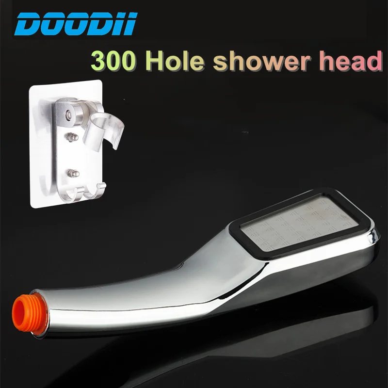 300 Holes High Pressure ABS Handheld  Shower Head Water Saving Filter Spray Nozzle High Pressure  With Bracket Bathroom Shower