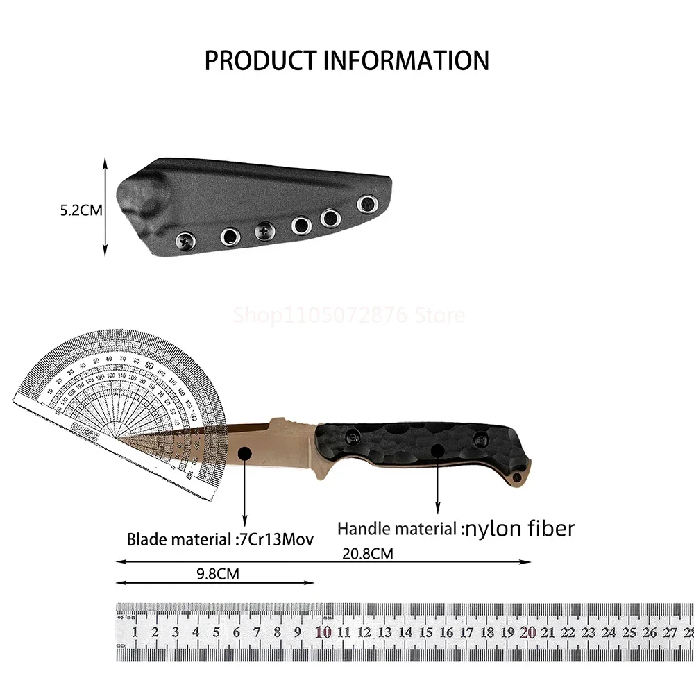 7Cr13Mov Blade Portable Wilderness Cutting Knife High Hardness Hiking Cutter Outdoor Camping Fishing Straight Knife EDC Knife
