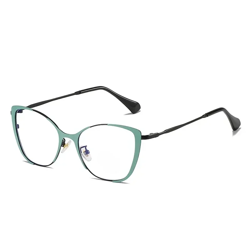 Lunettes optiques design œil de chat pour dames, lunettes de luxe, monture en métal, rétro, blocage de la lumière bleue, lunettes d'ordinateur