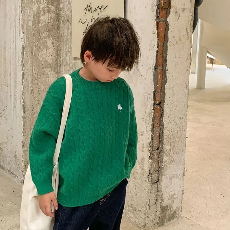 Boys Woolen Sweater Crochet Cotton Knitting 2023 Newest Warm Thicken Velvet Winter Autumn Fall Children\'s Clothing