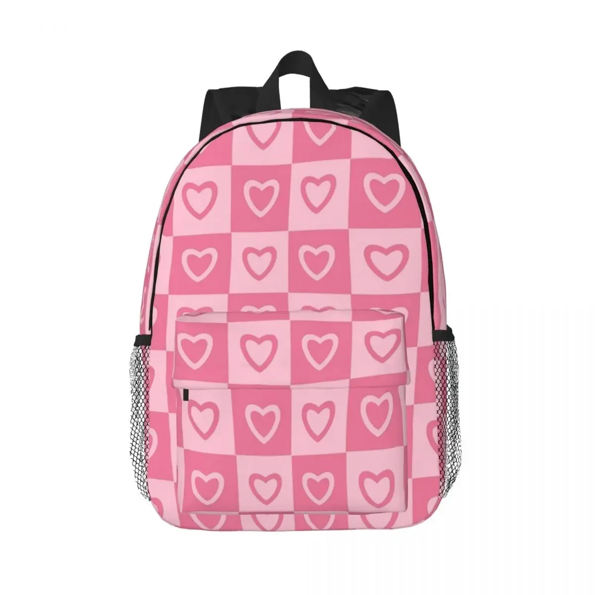 Pink - Heart Pattern Backpacks Teenager Bookbag Casual Children School Bags Travel Rucksack Shoulder Bag Large Capacity