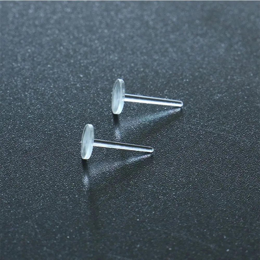 Transparent Replacement Stud Pin Ear Post Earplugs Plastic Flat Jewelry Making Stud Earring Jewelry accessory Jewelry Parts