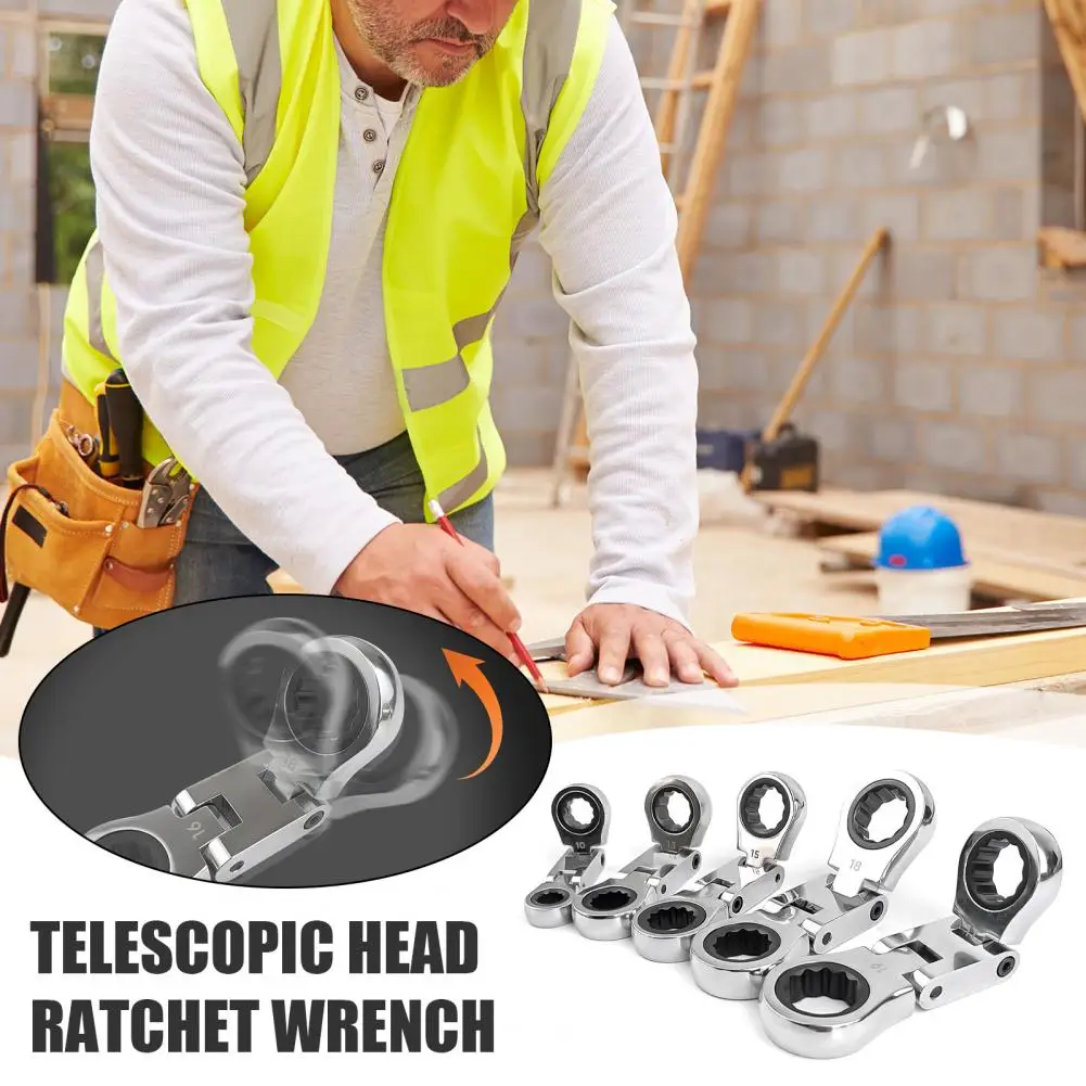 

Chrome Vanadium Steel Wrench Nickel-plated Wrench Set Telescopic Head Flex Head Stubby Wrench Set with Storage Bag Metric